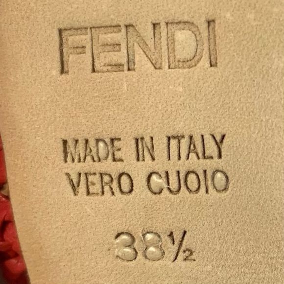 FENDI NWB Women’s 38.5 US 8 Red/Cream Leather Open Toe/back SlipOn Slide Sandal - Picture 9 of 13